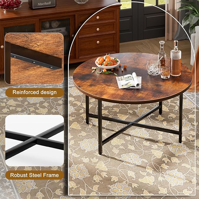 Round Coffee Table, 31.5" Circle Coffee Table，Modern Round Coffee Tables Living - Image 3