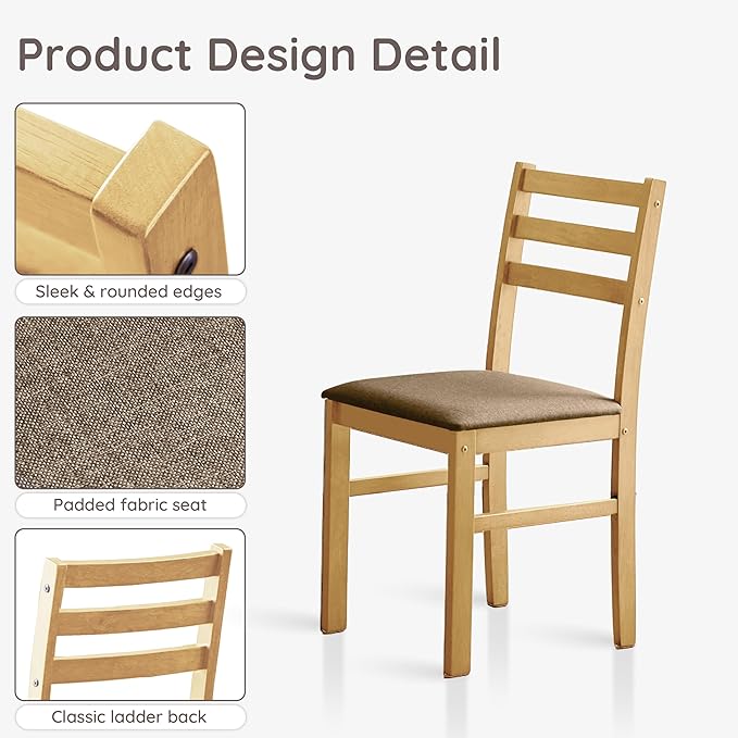Livinia Seattle Modern Farmhouse Kitchen Dining Room Chair Set of 4, Solid Wood - Image 4