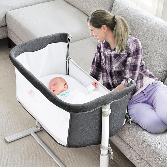 RONBEI Baby Bassinet Bedside Sleeper, Height Adjustable Bedside Bassinet - Image 5