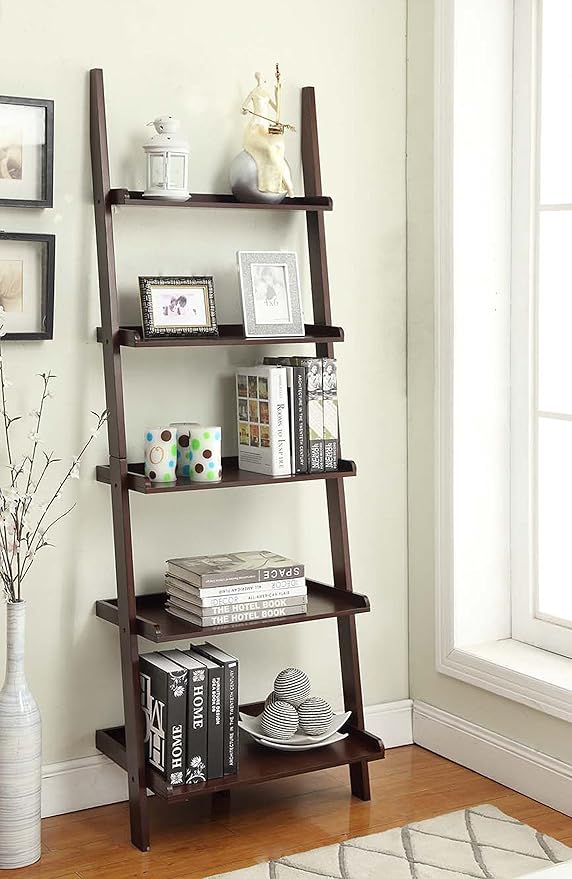 Convenience Concepts 5 shelves, American Heritage Bookshelf Ladder, 72.75" x 25" - Image 2