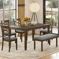 6-Piece Solid Wood Dining Table Set, Includes 1 Dining Table, 4 Upholstered by Zevemomo