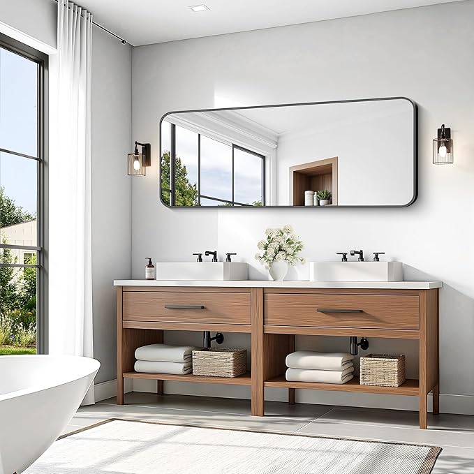 KOCUUY Black Bathroom Mirror 60"x24", Large Vanity Mirror - Image 6