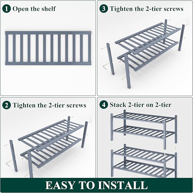 Smiry Shoe Rack, 4 Tier Bamboo Shoe Organizer, Stackable Free Standing Wooden - Image 6