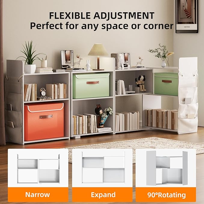 4 Cube Storage Organizer, 32inch Wooden Extendable Book Shelf DIY Bookcase - Image 3