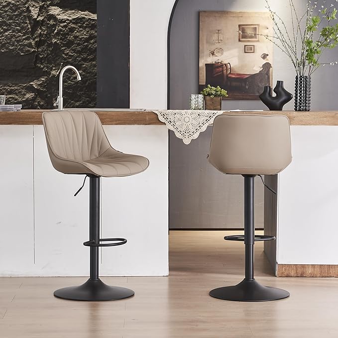 YOUNIKE Bar Stools Set of 2 for Kitchen Island, Khaki Swivel Tall Barstools - Image 10