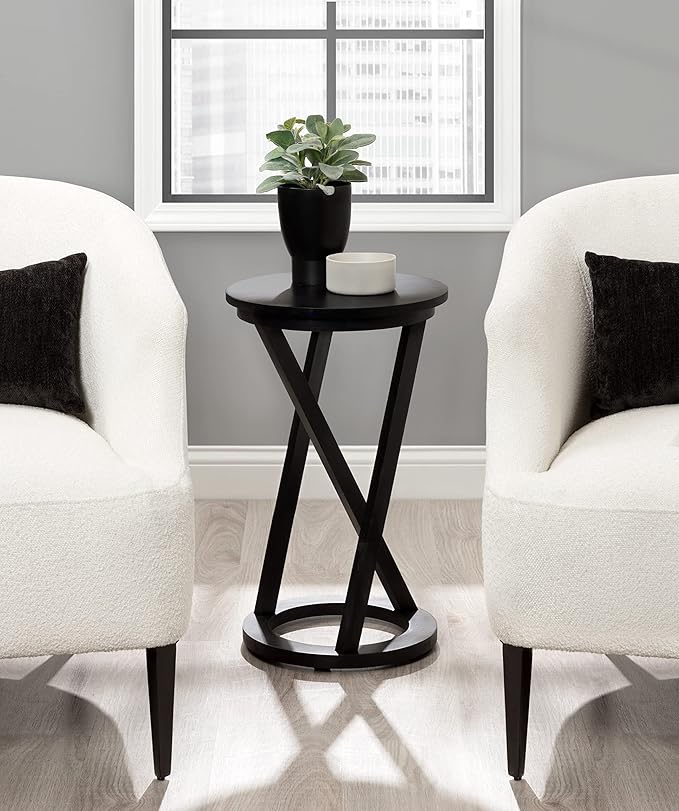 Kate and Laurel Aja Modern Side Table, Decorative Modern Geometric Wood Bedroom - Image 2
