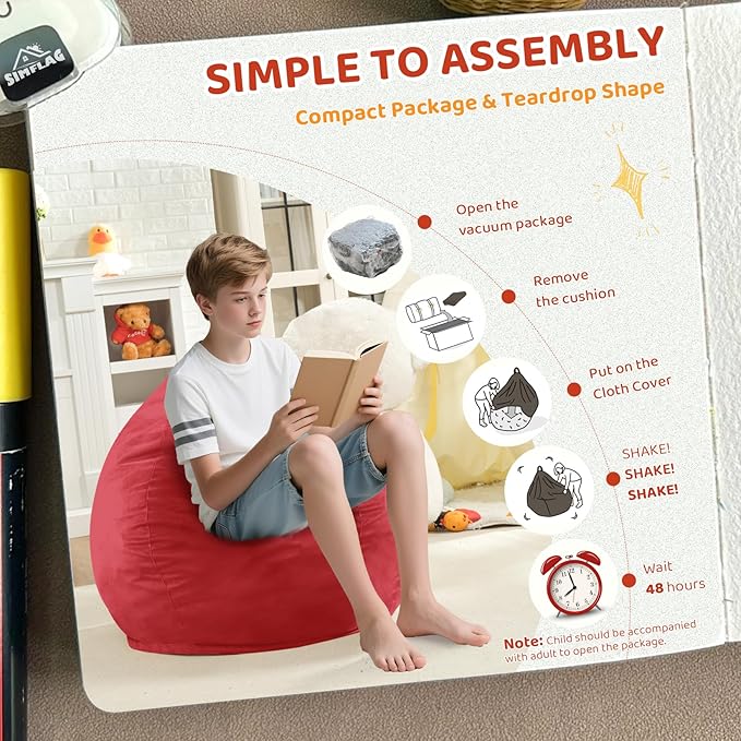 2FT Bean Bag Chair, Comfy Bean Bag Chairs - Image 6