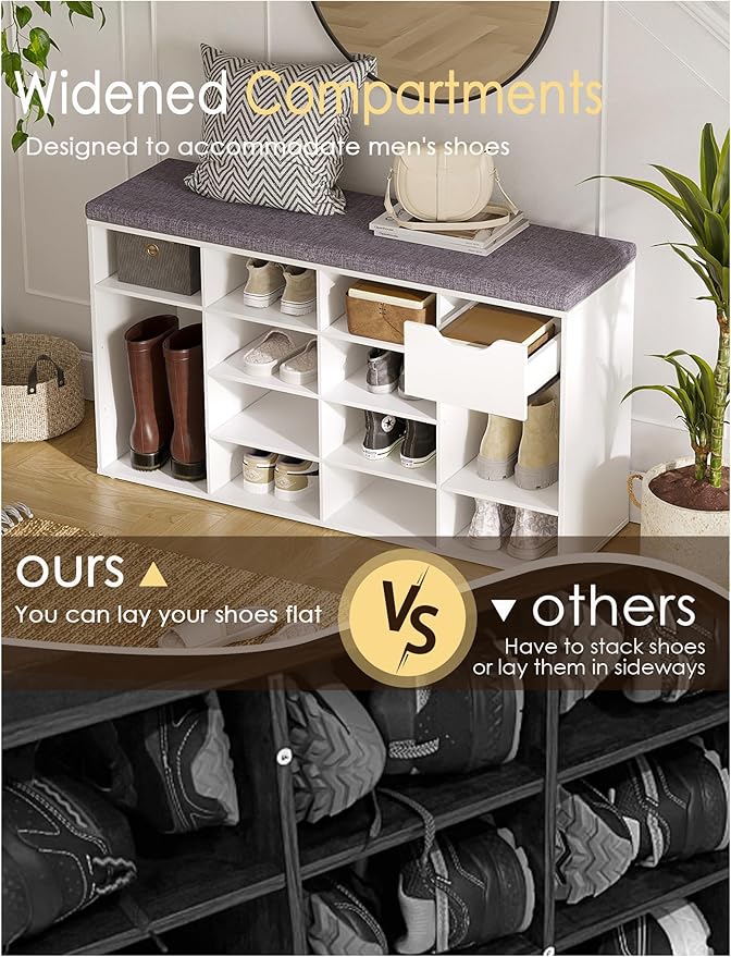 DINZI LVJ Shoe Bench, Entryway Storage Bench - Image 9