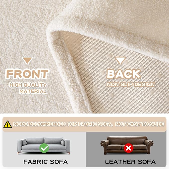 MYSKY HOME White Couch Covers for 3 Cushion Couch Sofa, Pet Friendly Dog Couch - Image 4