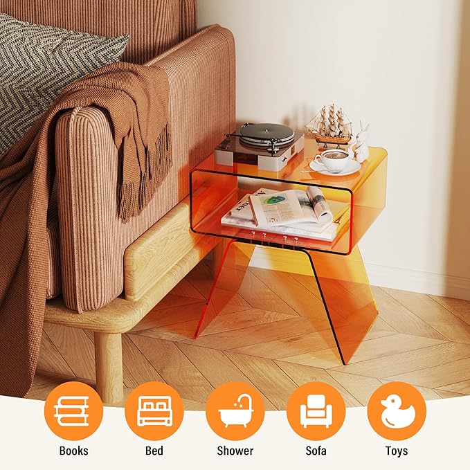 Acrylic Side Table with Easy Assembly Mini Modern End Table/Nightstand - Image 5