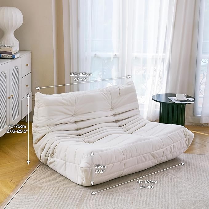 N&V Fireside Chair, Mid Century Armless Floor Sofa, Soft Premium Microfiber - Image 2