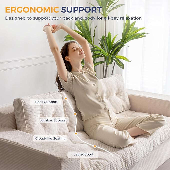 MAXYOYO 3 Seater Couch for Living Room, Boneless Couch - Image 7