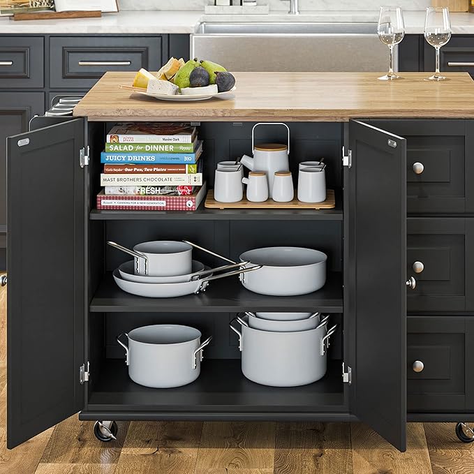Homestyles Dolly Madison Black Mobile Kitchen Island Cart - Image 10