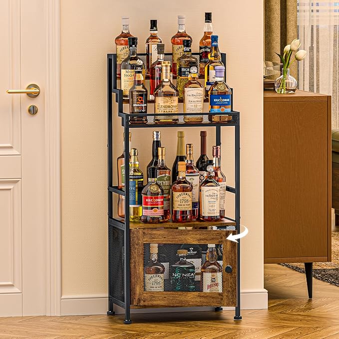 Tiered Liquor Stand with Bar Cabinet - Image 5