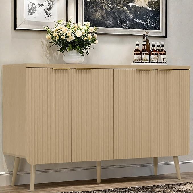 Buffet Cabinet, Sideboard Fluted Cabinet Modern Kitchen Buffet Storage Cabinets - Image 4