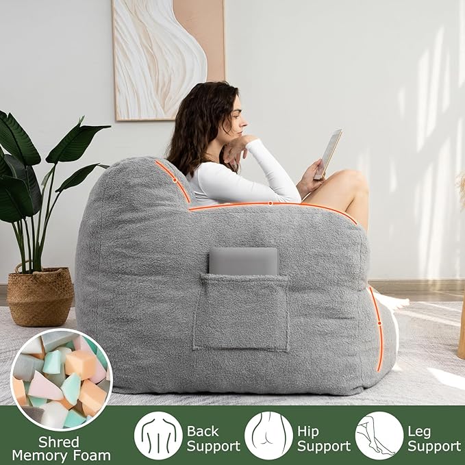 HIGOGOGO Giant Bean Bag Chairs for Adults, Big Comfy Chair Sofa for Bedroom - Image 6