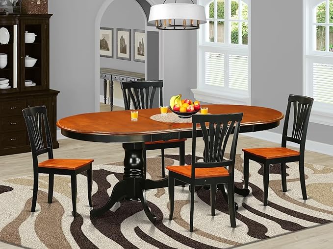 East West Furniture PLAV5-BCH-W 5 Piece Dining Room Furniture Set Includes an - Image 2