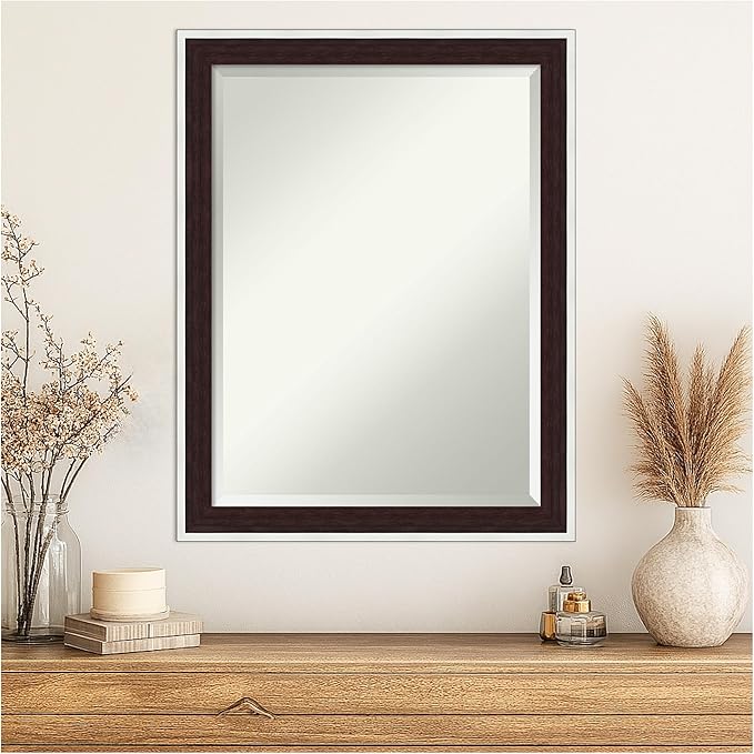 Amanti Art Wall Mirror 27x21 Maya Espresso Silver Rectangle Bathroom Mirror - Image 4