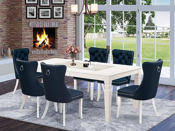 East West Furniture LGDA7-LWH-29 7 Piece Dining Room Set Includes a Rectangle - Image 2