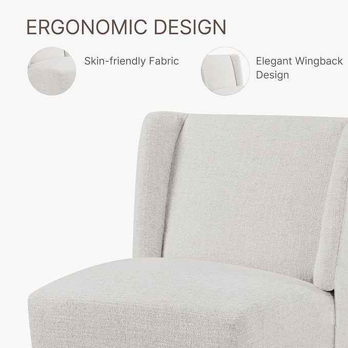 Upholstered Dining Chair with Casters Wingback Modern Side Armless Deskchair - Image 7