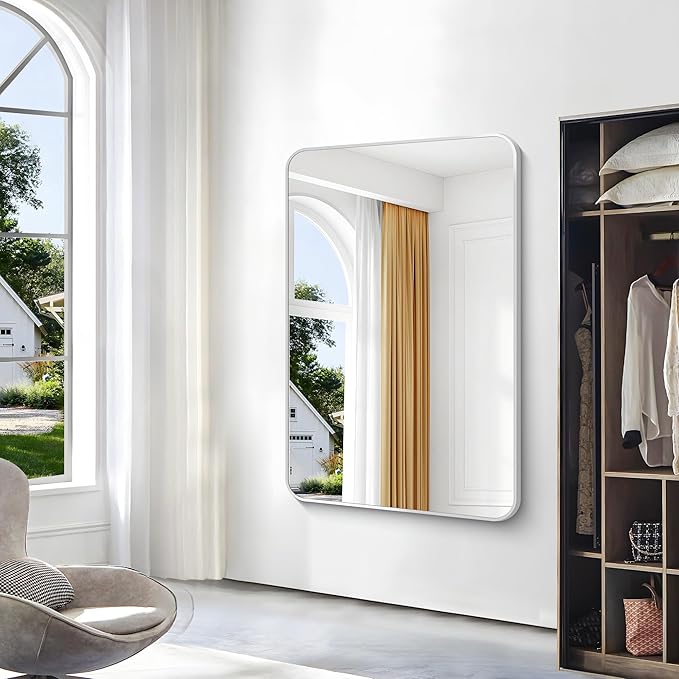 BONEWEI Silver Bathroom Mirror, 55x36 inch Wall Mirror - Image 4