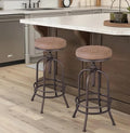 Diwhy Industrial Bar Stool-26-32 Inch Adjustable Swivel Metal PU Leather Seat by Diwhy