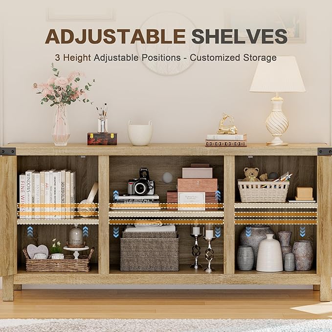 YESHOMY Farmhouse Buffet & Sideboard, Wood Coffee Bar - Image 5