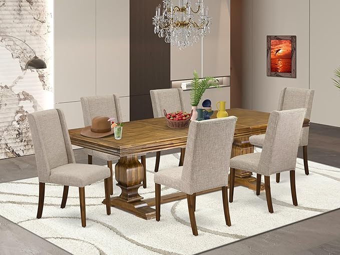 NKFL7-AWA-04-7-Piece Dining Table Set Consists of a Breakfast Table and 6 Light by LuxebyEastWestFurniture