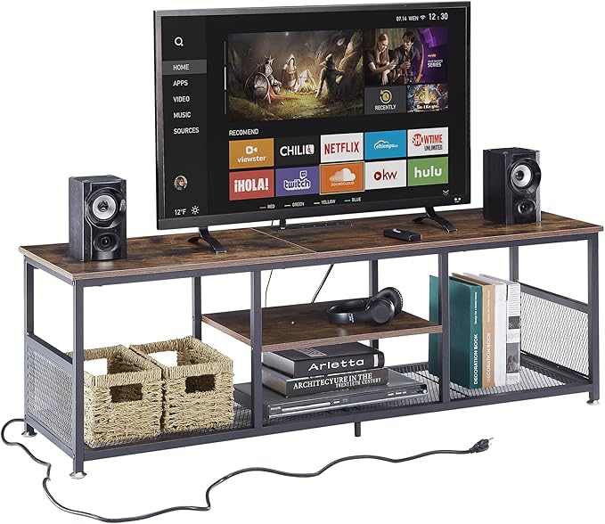 VECELO TV Stand with Power Outlets by VECELO