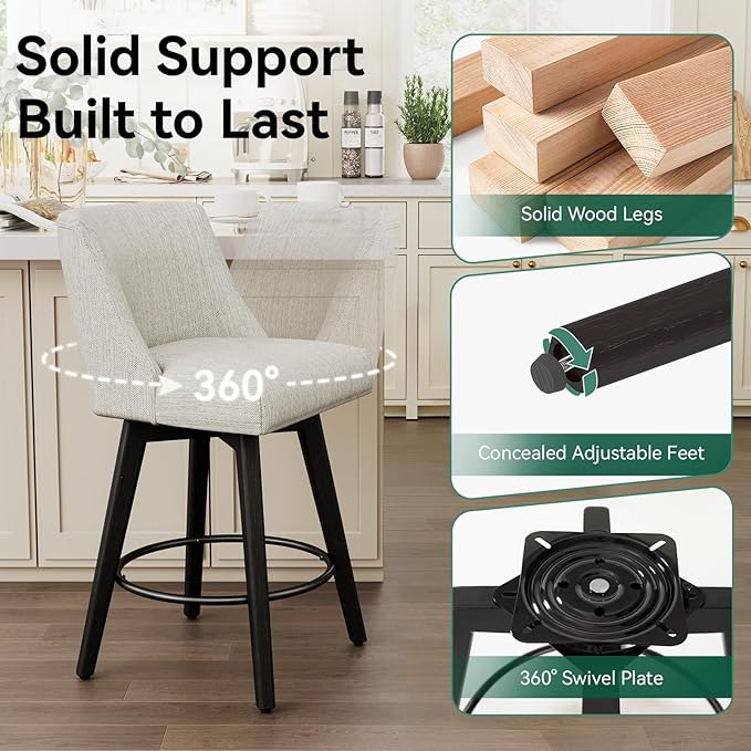 Vipbear Swivel Counter Height Bar Stools Set of 3, 26.8" H Counter Stools - Image 5