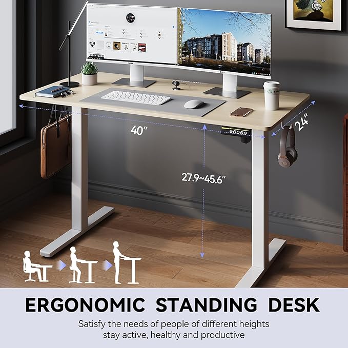 Electric Standing Desk Adjustable Height 40"x24" Stand Up Desk - Image 3