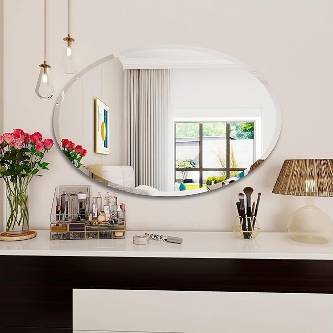 Oval Bathroom Mirror, 28X40 inch Oval Frameless Mirror, Frameless Mirrors - Image 6