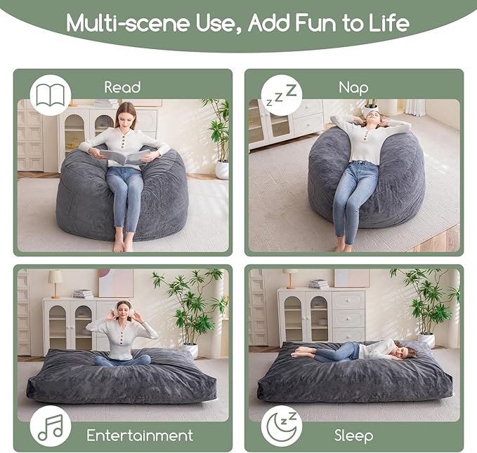 HIGOGOGO Giant Bean Bag Chair Bed - Image 4