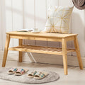Nnewvante 33.46" Bamboo Entryway Bench, 2 Tier Indoor Storage Bench, Wood Bench by Nnewvante