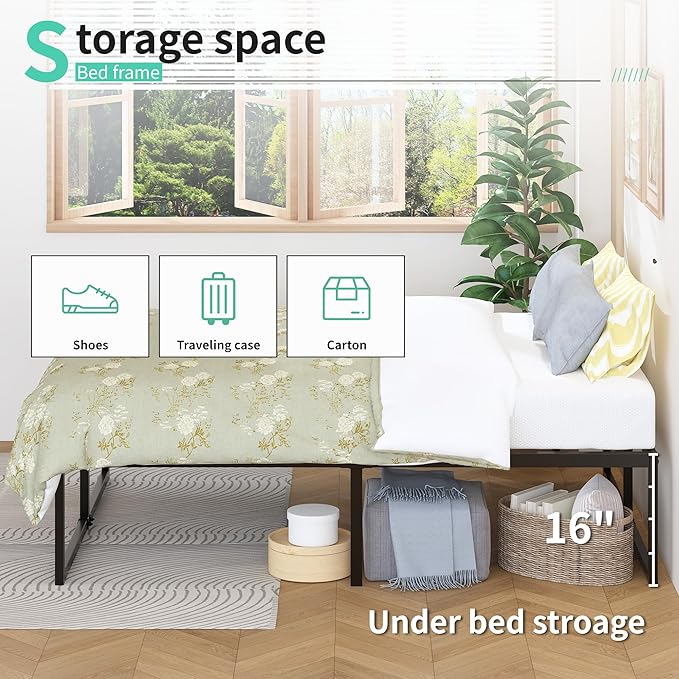 18 Inch King Bed Frame Sturdy Mattress Foundation, Heavy Duty Metal Platform - Image 3