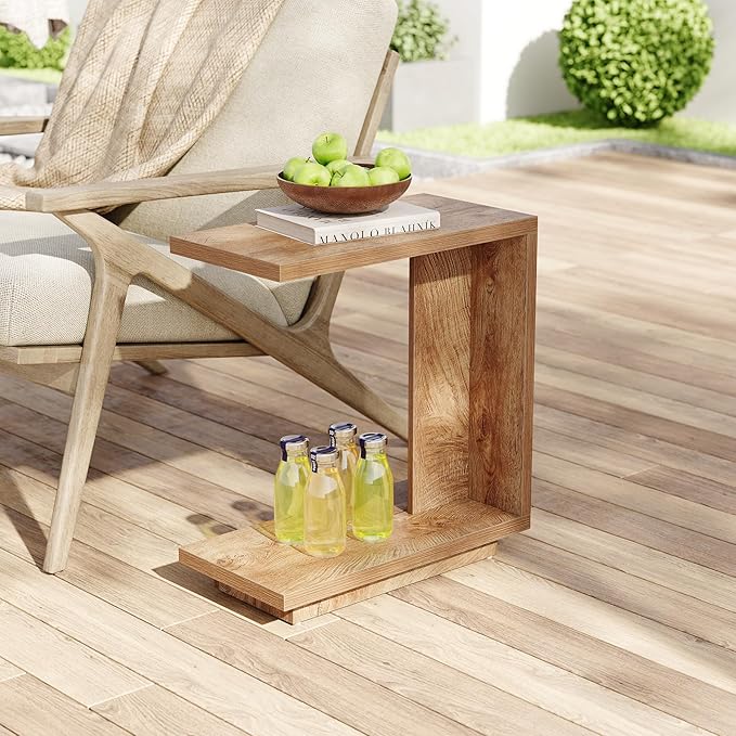 LITTLE TREE C-Shaped Side Table, Narrow 2-Tier End Table - Image 6