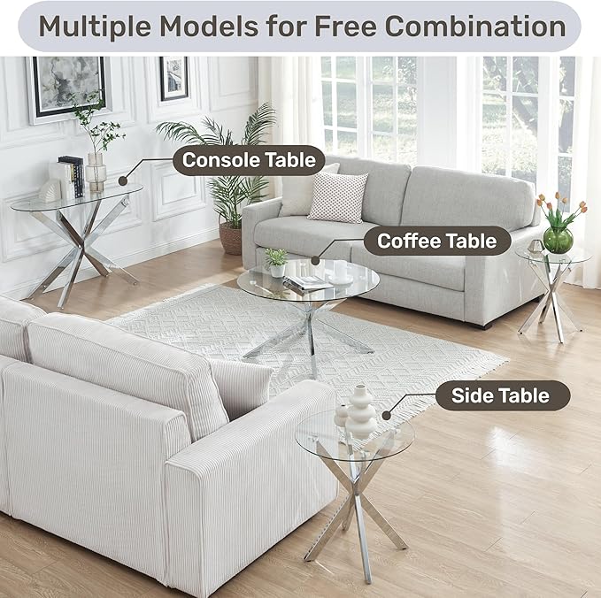 Round Glass Coffee Tables for Living Room, Home Office, Modern & Simple Center - Image 3