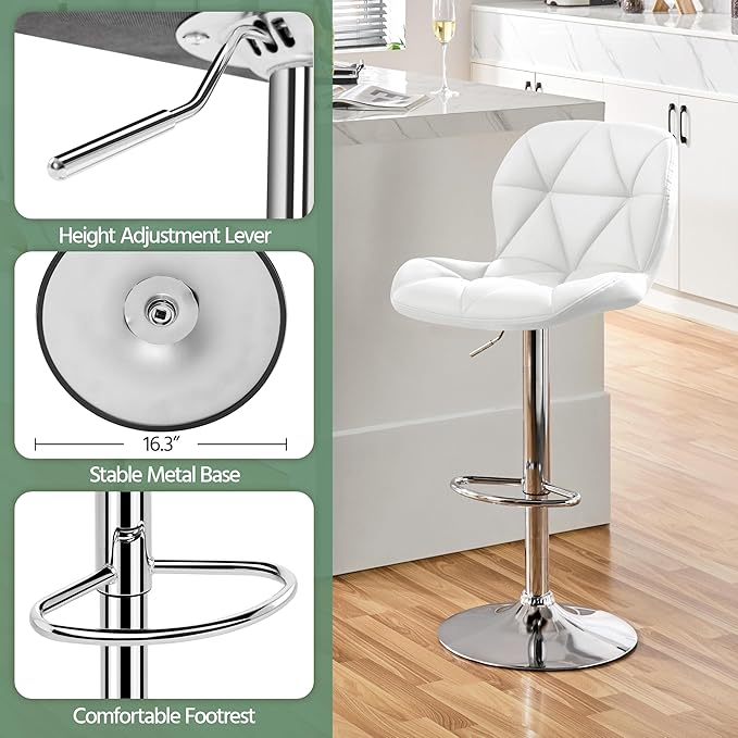 Yaheetech Barstools Set of 2, PU Leather Counter Stools Bar Chairs - Image 7