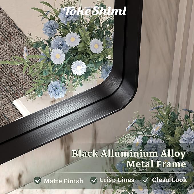 TokeShimi 60 x 36 Inch Black Bathroom Mirror - Image 3