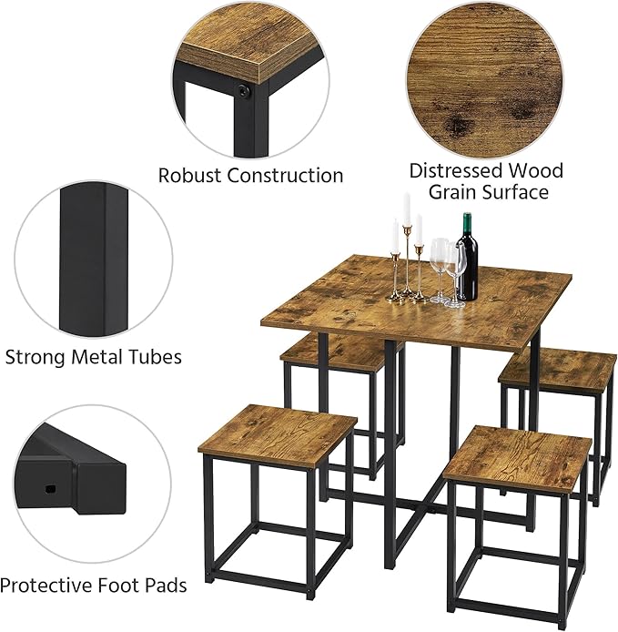 Yaheetech Industrial Dining Table Set - Image 5