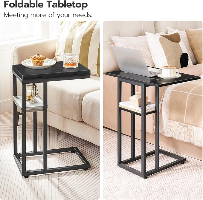 HOOBRO Foldable End Table, C Shaped Side Table - Image 5