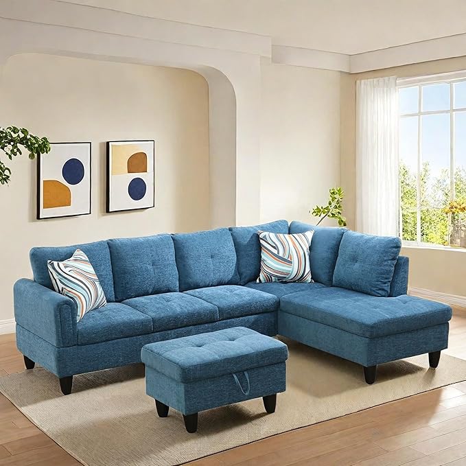 NAYSAYE Sectional Couch with Ottoman Storage, L Shaped Couch Sofa Furniture Sets - Image 4
