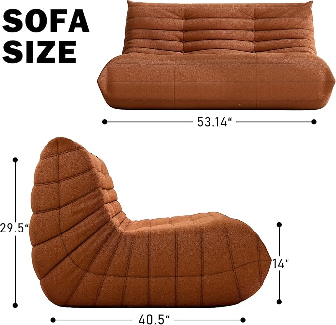 Bean Bag Chair, Loveseat Fireside Chair Bean Bag Sofa Large Bean Bag Chair - Image 2