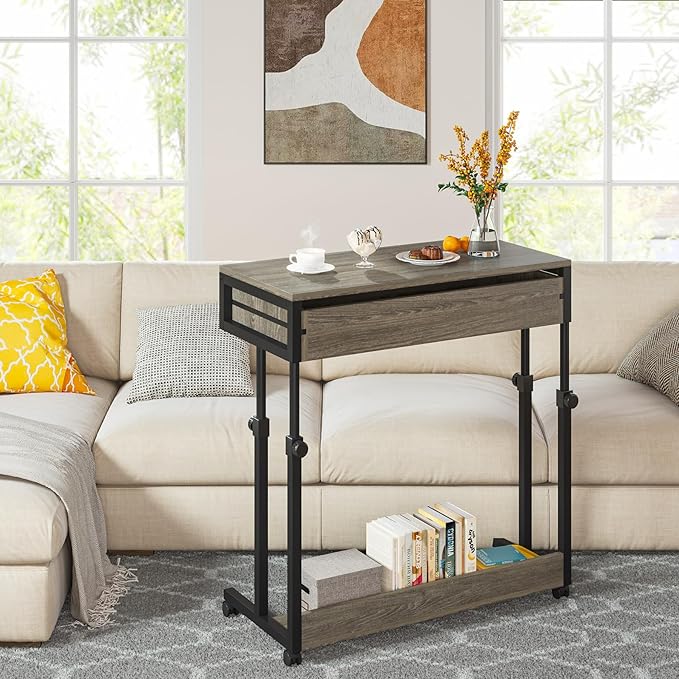 Tribesigns Portable Desk with Drawers, Mobile Laptop Desks with Wheels - Image 5