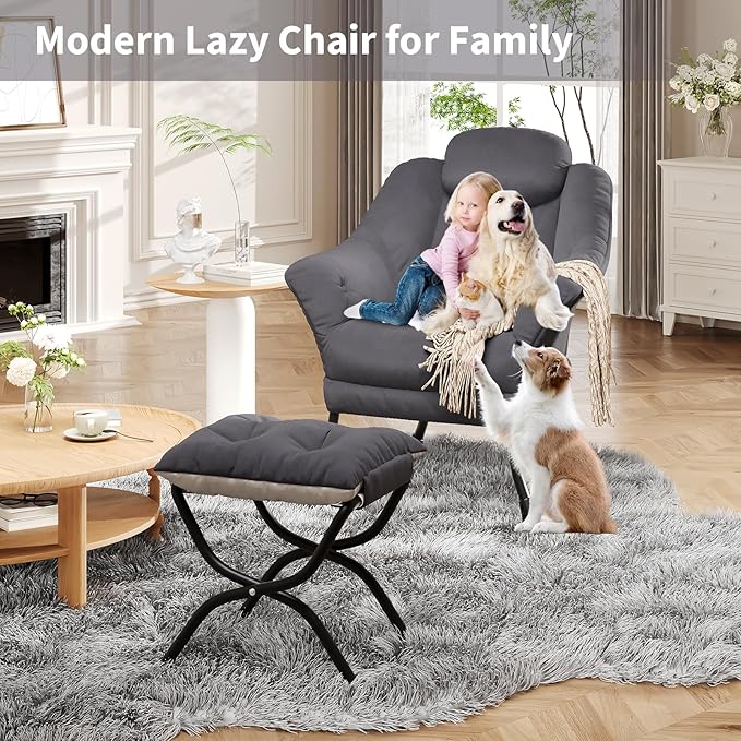 IDEALHOUSE Lazy Chair with Ottoman - Image 8