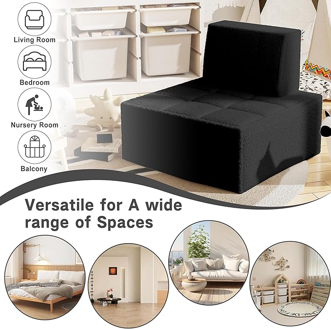 Modular Sherpa Sofa Chair, Cozy Floor Lounge Seating, No Armrests, Small Sofa - Image 7