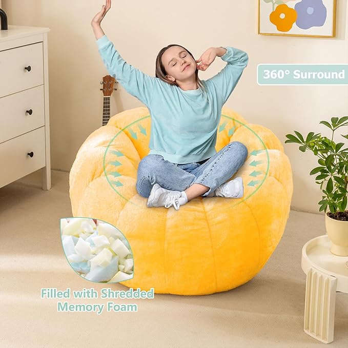 Pumpkin Bean Bag Sofa Chair, Bean Bag Chair - Image 5