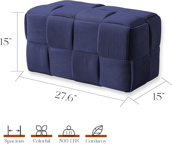 Ottoman Foot Rest Soft and Comfortable Ottoman Square Corduroy Woven Design - Image 3