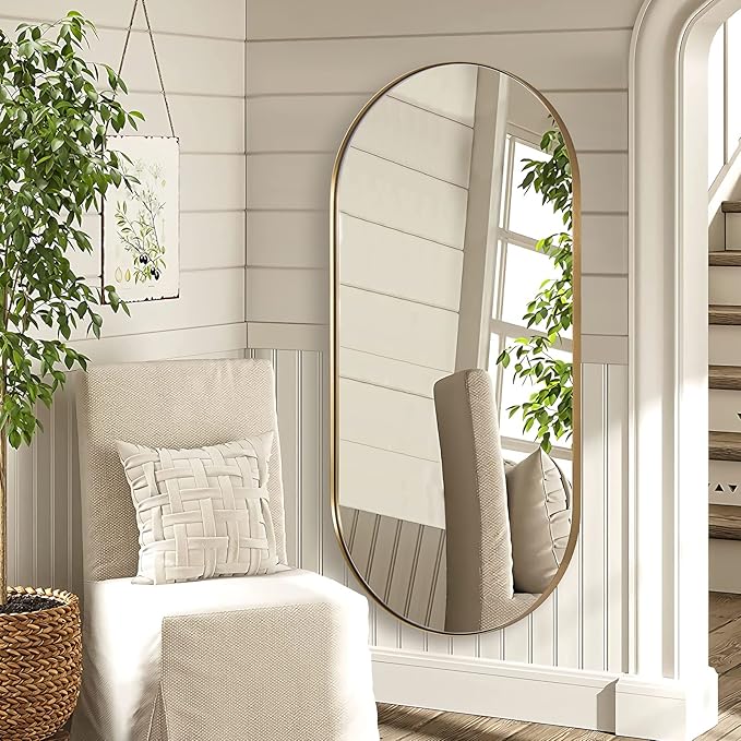 ANDY STAR Gold Bathroom Mirror 60 x 30 Inch, Full Length Mirror, Oval Vanity - Image 3