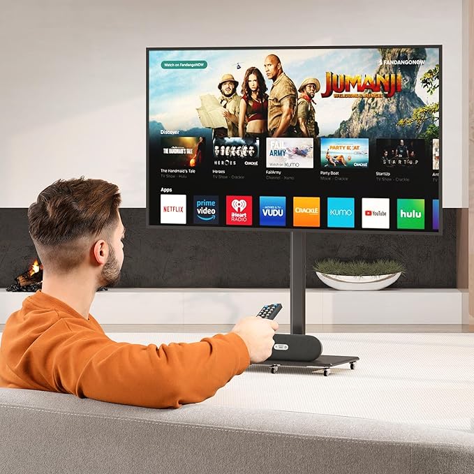 Tall Floor TV Stand for 32-75" TV Portable Rolling TV Cart - Image 7